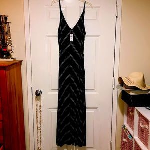 Loft Plus Black & White Striped Maxi Dress NWT